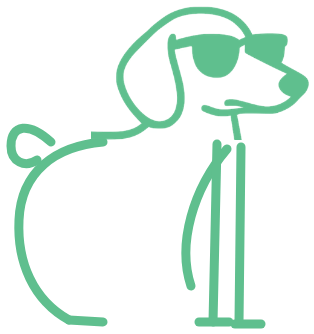 Fritz, der Hund und Sicherheitschef der Tour, mit Sonnenbrille